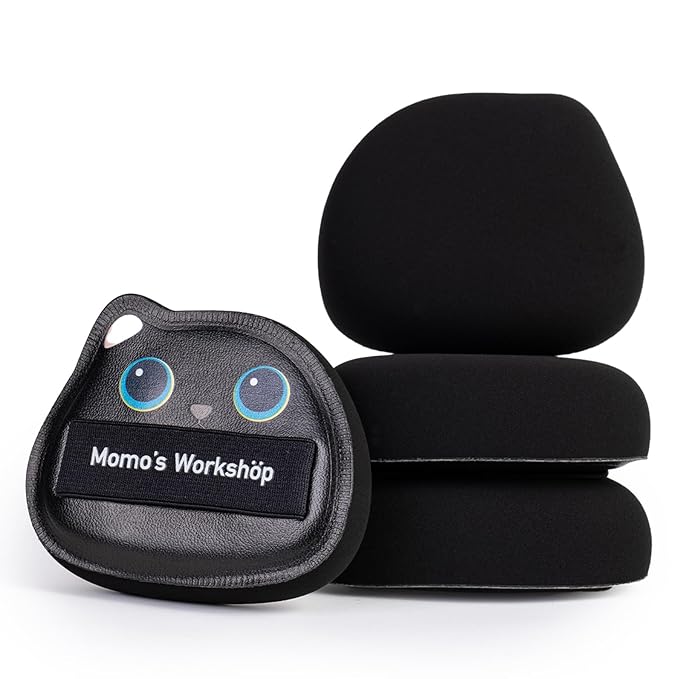 2-Pack Cute Black Cat Makeup Sponges, 85° Precision Tip Blender for Foundation & Concealer, Rubycell & PU Leather for Flawless Full-Coverage Makeup & Storage Case