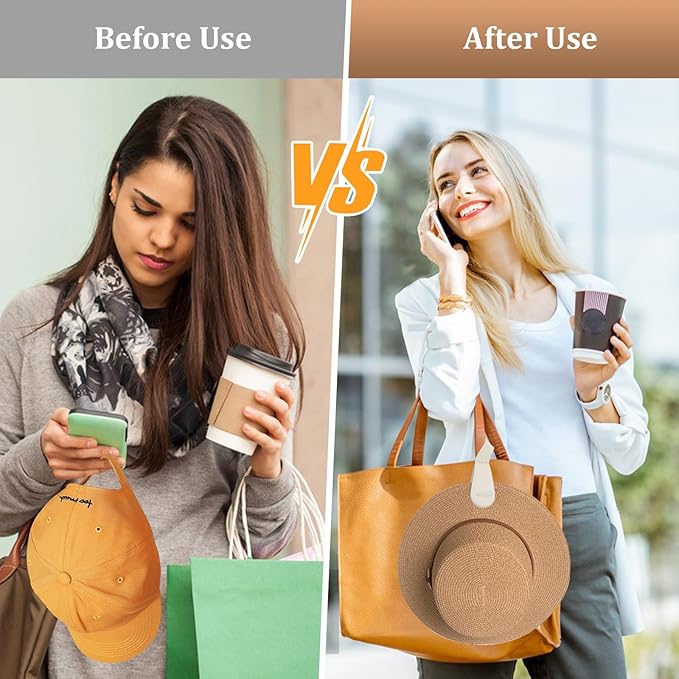 Magnetic Hat Clip for Travel - Silicone Magnetic Clips Hat Holder for Bags, Purses, Luggage & Beach Hats - Secure Hats Organizer Hook Clip for Totes, Vacation Essentials (2Pcs Light Grey)