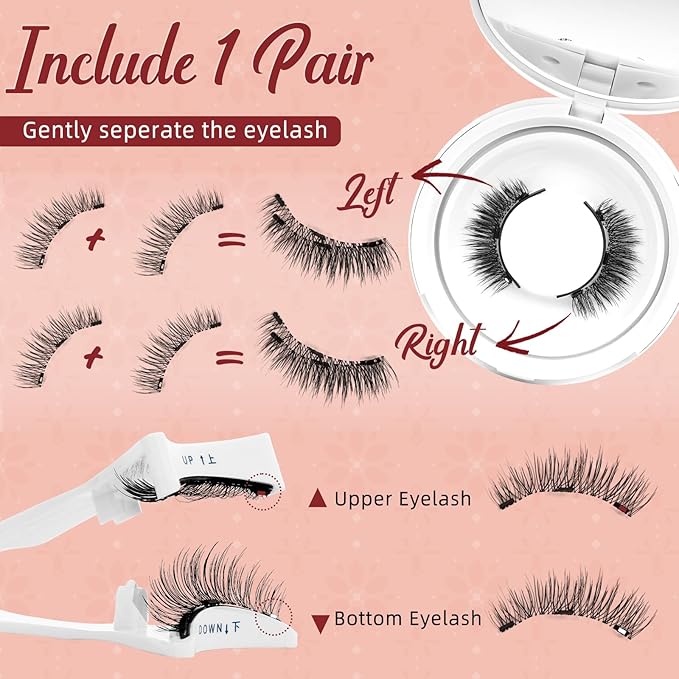 Higu clace Magnetic Eyelashes Magnetic Lashes with Applicator Soft Magnetic Eyelashes Natural Look Pestañas Magnéticas No Need Glue Easy to Wear and Remove Pestañas Magnéticas Naturales(A03)