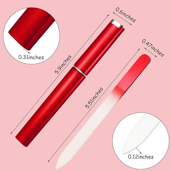 Mudder 12 Pieces Glass Nail Files for Natural Crystal Double Sided Finger Nail Files with Cases for Manicure Women Care(Assorted Color)
