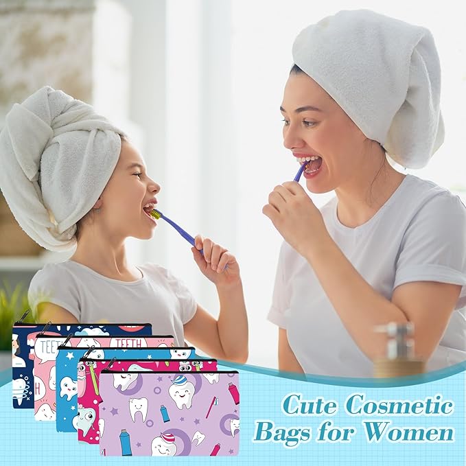 Reginary 20 Pieces Cosmetic Bag for Women, Roomy Makeup Bags with Zipper Toiletry Bag Pouch Travel Accessory Organizer Gifts, 7 x 4.3 Inches(Teeth)