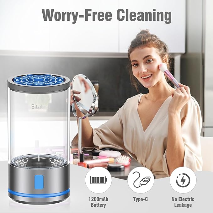 Electric Makeup Brush Cleaner Machine - 7000RPM Ultra Fast Rechargable Make Up Brush Washer - Automatic Cosmetic Brush Cleanser Tool Clean for Beauty Women, Girls Gift