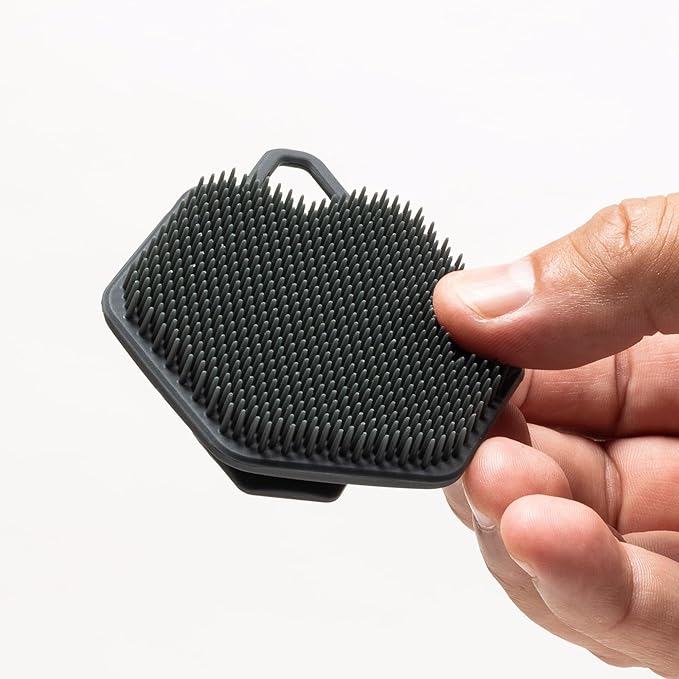 TOOLETRIES Men’s Face Scrubber 2.0 - Silicone Facial Cleansing Brush for Daily Use, Larger Surface Area, Longer Bristles for Deeper Exfoliation, Quick-Dry Design, with Hang Loop - Charcoal