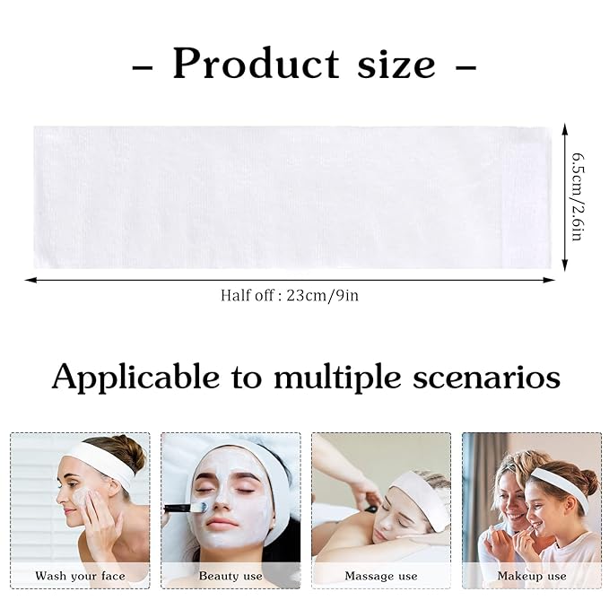 Pimoys Disposable Spa Headband for Women, 30 Count Skincare Facials Headbands for Esthetician Supplies Stretch Headbands for Women's Hair