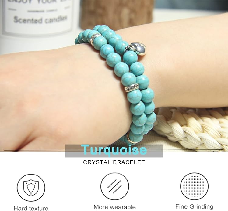 2Pcs Healing Crystal Bracelets for Women Handmade Beaded Bracelet Healing Prayers Crystal 8mm Natural Stone Beads Bracelet Stress Relief Get Well Soon Gifts