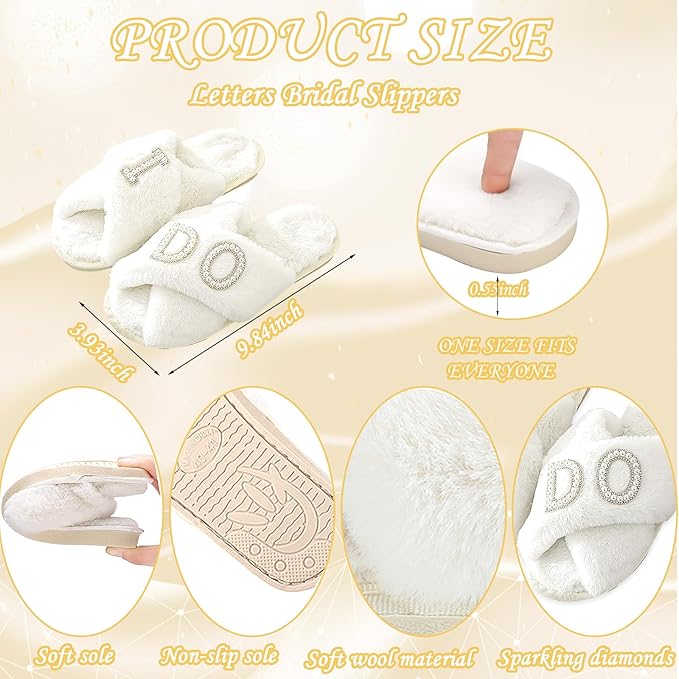 Generic Bride to Be Gift Set, Bridal Shower Gift, MRS Gifts, Bachelorette Gifts for Bride, Bride Slippers I Do Slippers Bride Makeup Bag MRS Makeup Bag Bride Cosmetic Bag Bride MRS Patch, 8.5-9.5