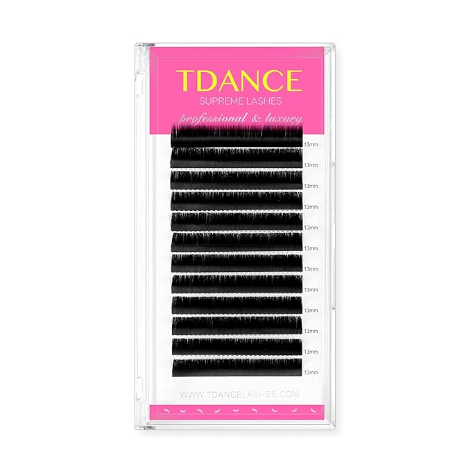 TDANCE Lash Extension Matte Black Eyelash Extension C CC D DD J B L Curl Volume & Classic Lash Extensions 0.03-0.18mm Thickness Professional Salon Use(0.07-D,9 mm)