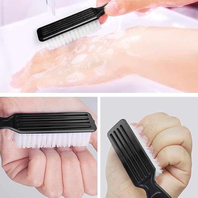 NICEMOVIC 20 Pcs Nail Brush for Cleaning Fingernails, Handle Grip Scrubber Brush, Hand Fingernail Cleaner Manicure Tools Scrub Cleaning Brushes, Use for Toe and Nail (Black)