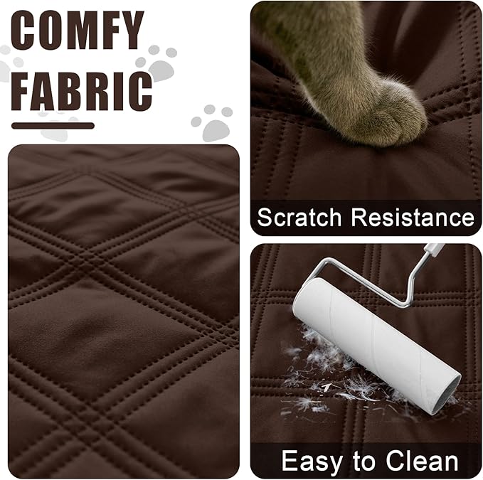 Smiry Waterproof Dog Bed Cover Blanket 52x82, Soft Reversible Pet Blanket, Washable Leakproof Cats Dogs Couch Cover for Sofa, Couch, Furniture, Chocolate/Beige