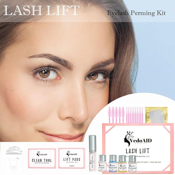 2025 VedoAID New Upgraded EyeLash Lift Kit Eyelash Extension Kit Eyelash Perm Kit, Eyelash Lifting & Eyelash Curling Includes Eye Shields, Pads, Accessories, Easy for Beginner,Achieve Salon-Quality