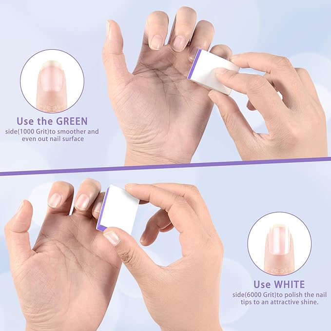 CGBE Nail Buffer Block and Shine Kit, 50 Count Mini Nail Buffer for Polishing Smooth and Shiny Natural Nails Fingernail Mini Buffer Nail File Smoother Buffer Block 1000/4000 Grit - Purple