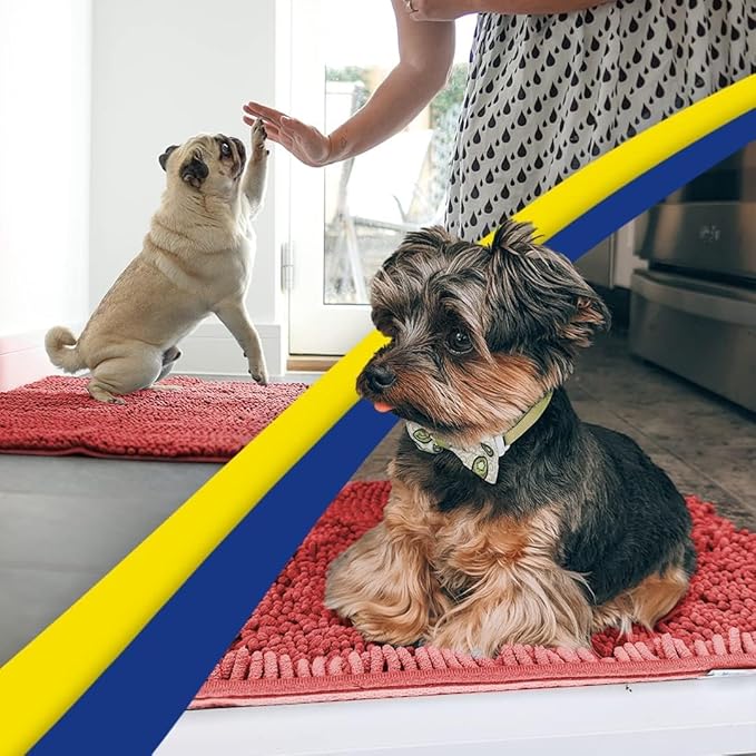 Muddy Mat® | Super Absorbent Door Mat Indoor, Microfiber Quick Dry Chenille Entryway Rug, Non-Slip Front Door Mat, Indoor Mats for Entryway, Machine Washable Pet Rug, Red 24"x36"