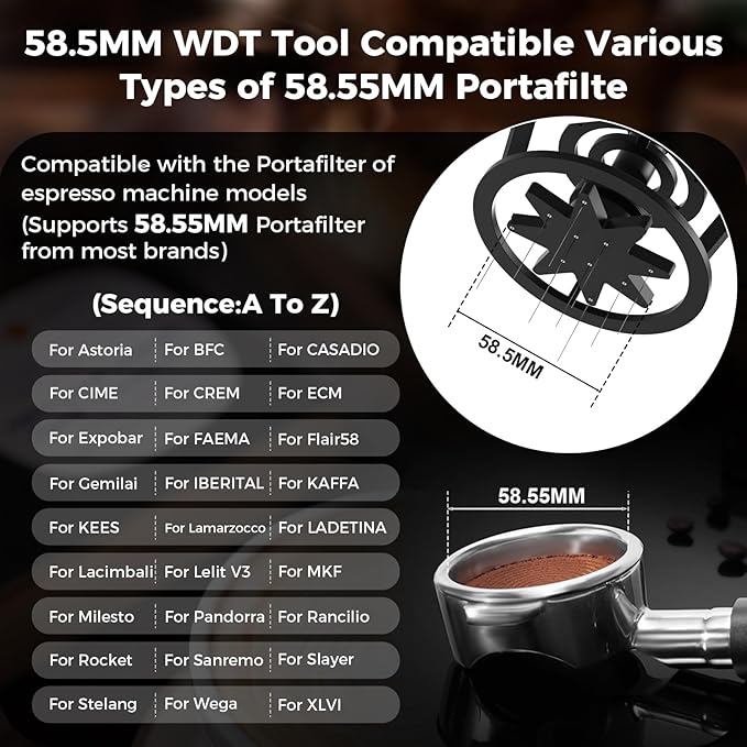IKAPE Espresso Coffee V3 WDT Tool, 58mm Stirrer Distribution Tool, Equipped with 10-needle Stirrer, Adjustable Needle Height, Coffee Stirrer with Dosing Funnel & Stand