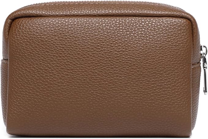 Makeup Bag Large Capacity Women's Classic Black Wash Bag Adjustable Partition Wash Brush and Cosmetic Carrying Bag (PU/Toffee Brown)