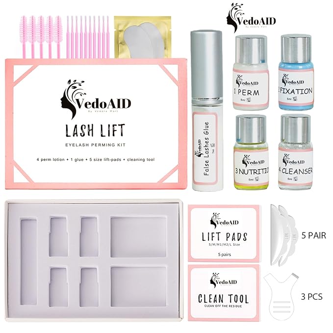2025 VedoAID New Upgraded EyeLash Lift Kit Eyelash Extension Kit Eyelash Perm Kit, Eyelash Lifting & Eyelash Curling Includes Eye Shields, Pads, Accessories, Easy for Beginner,Achieve Salon-Quality