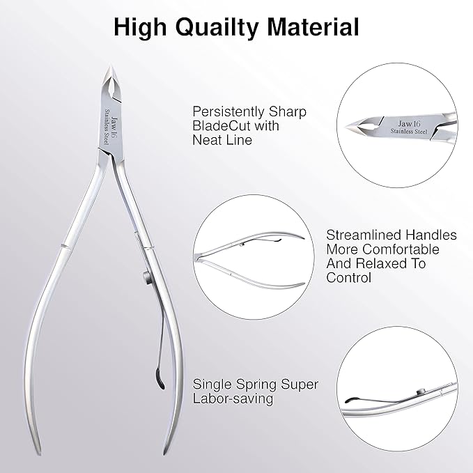 UM Supplies Cuticle Trimmer | Hangnail Remover | Extremely Sharp | Professional Cuticle Nippers | Stainless Steel | Cuticle clippers | Pedicure Manicure Tool (jaw 16)