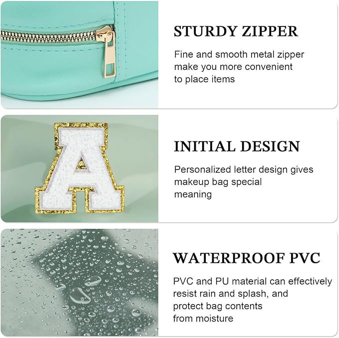 YOOLIFE Initial Make Up Bag Travel Toiletry Bag, Clear Makeup Bags Preppy Cosmetic Bags Organizer Travel Essentials Gifts for Women Teen Girlfriend Teacher Mom Valentines Girl Gift Makeup Case Blue M