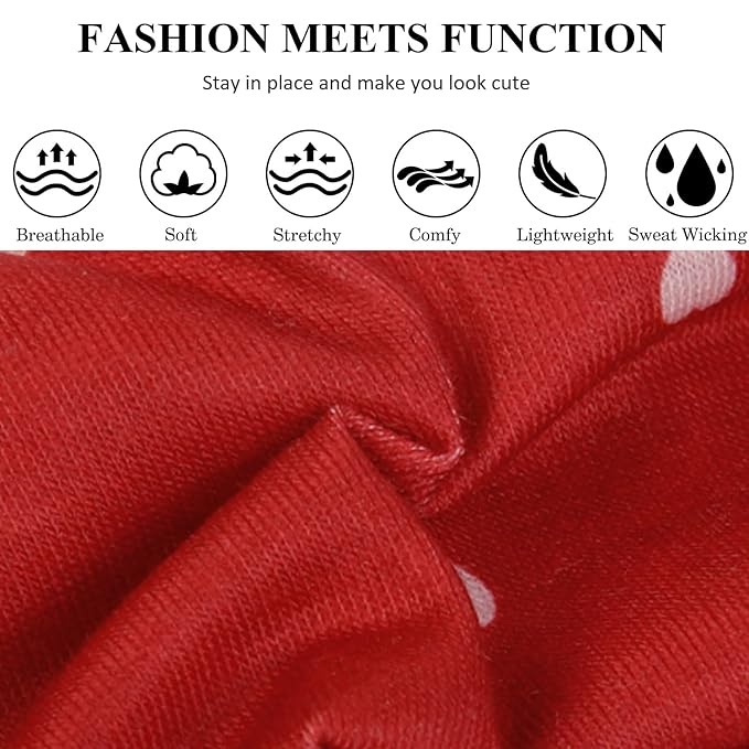 TERSE Valentine’s Day Headbands for Women Valentine Women's Hair Accessories: Cute Heart Print Head Bands for Women's Hair Red Pink Cloth Hairband Gifts 6PCS