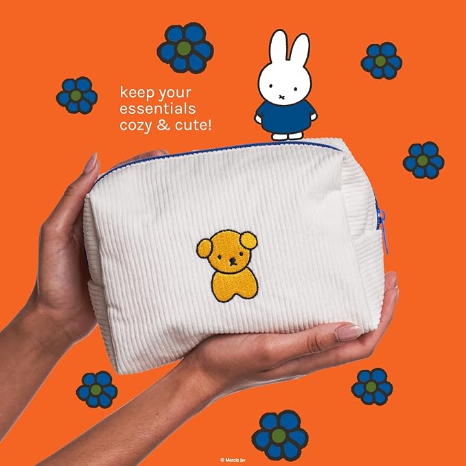 The Crème Shop Miffy Perfect Travel Makeup Bag, Cute Zipper Pouch, Spacious, Durable, Lightweight Cosmetic Organizer, Official Miffy Design, With Hang Tag & Printed Label