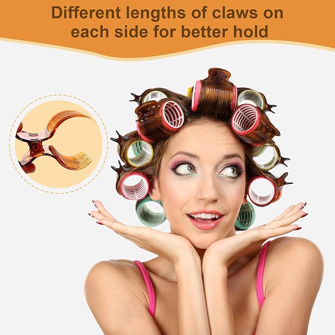 Hot Roller Clip -10PCS Hair Roller Clips - Hair Curler Claw Clip - Replacement Roller Clips for Women Girls Hair Section Styling - Brown