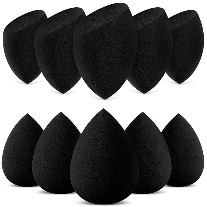 InnoGear Makeup Sponge, 10 Pcs Makeup Sponges Blender Set Beauty Cosmetic Foundation Blending Applicator Puff, Flawless for Liquid Cream Powder (Basic Black)