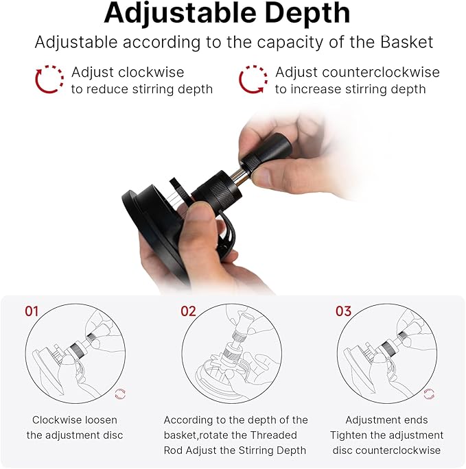 IKAPE 58MM WDT Tool, Espresso Stirrer Distribution Tool, Adjustable Needle Height, Coffee Stirrer with Dosing Funnel & Stand(With Brush)