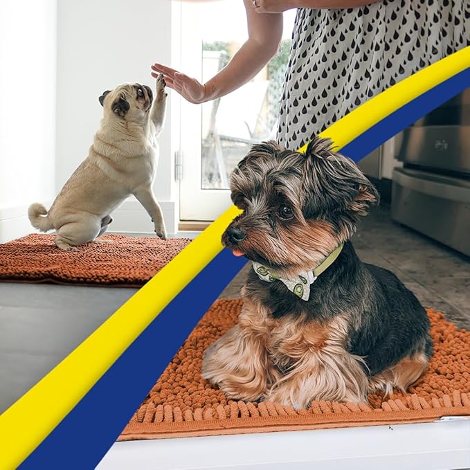 Muddy Mat® | Super Absorbent Door Mat Indoor, Microfiber Quick Dry Chenille Entryway Rug, Non-Slip Front Door Mat, Indoor Mats for Entryway, Machine Washable Pet Rug, Orange XXL 60"X48"