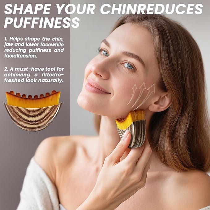 Lymphatic Contour Face Brush,Dry Lymphatic Drainage Massager,Soft Dry Brushing Beauty Tool for Jawline, Chin & Facial Sculpting Designed to Fit The Skin Precisely and Relieve Fatigue (1PC)