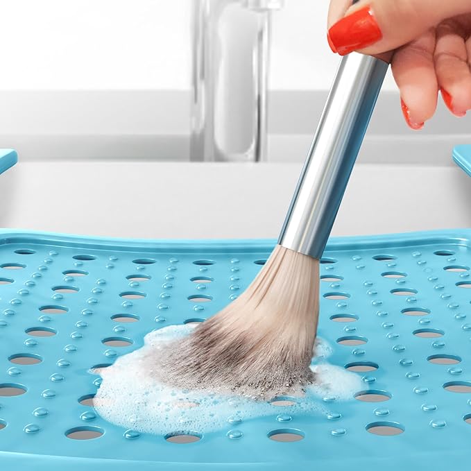 Sink Topper Bathroom Sink Cover for Counter Space & Storage Saver | RV Must Haves | Silicone Foldable Beauty Makeup Brush Cleaning Mat | Hot Tools Organizer | RV Sink Cover | Standard, Pacific Blue