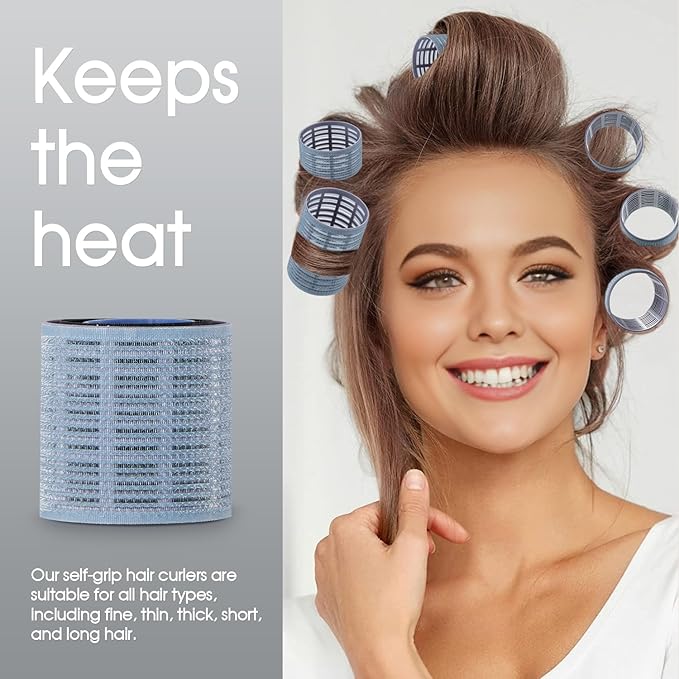 18pcs Self-Grip Heatless Hair Rollers - 3 Sizes for Long, Medium, or Short Hair, Salon-Quality Overnight Curlers