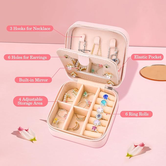 Mothers Day Mom Gifts from Daughter Son, Travel Jewelry Case Box Organizer Personalized Gifts for Mom Wife Women Daughter Friends Sister Grandma Aunt
