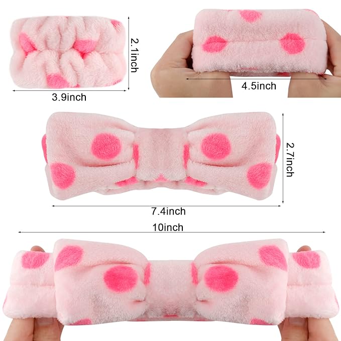 WHAVEL 6PCS Spa Headband and Wristbands Set, Face Wash Headband Wrist Bands for Washing Face Makeup Skincare Hair Band Skin Care Accessories Tools