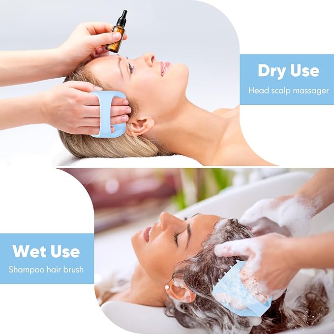 Bsisme Scalp Massager Hair Growth, Scalp Scrubber with Soft Silicone Bristles for Dandruff Removal, Shampoo Brush for Men Women Kids Pets Wet Dry Hair Scalp Exfoliator, Blue