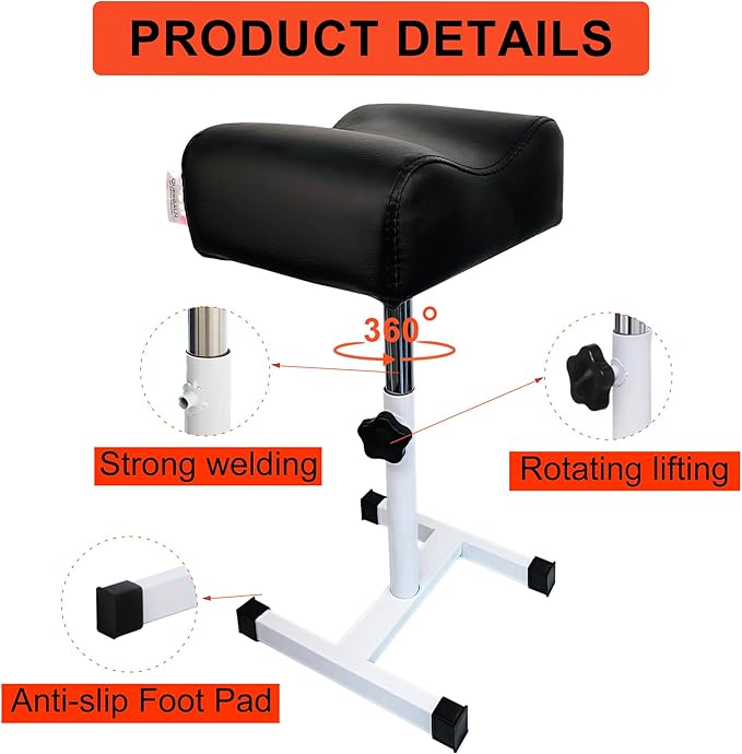 Pedicure Stand Stool Footrest Stand Adjustable Height Technician SPA Beauty Stand Stool with Non-Slip SPA Salon Home Equipment Black