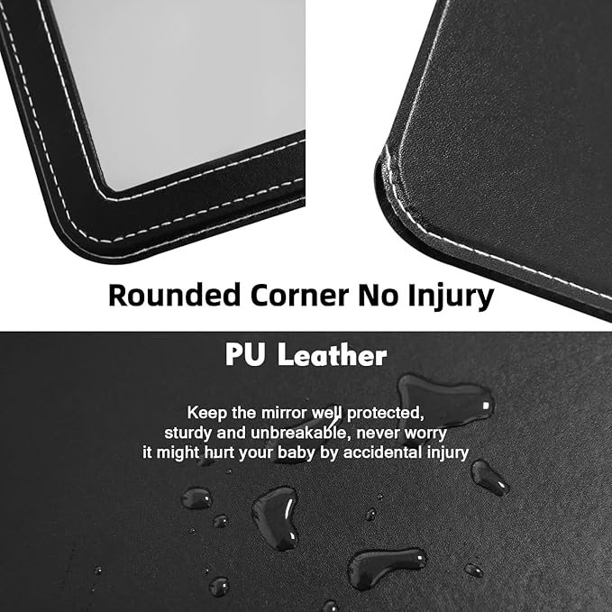 Large Folding Mirror, Travel PU Portable Adjustable Rectangular Ultrathin Vanity Mirror Rounded Corners with Stand, for Travel, Camping,Home 9x7 Inches