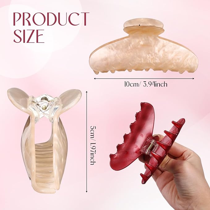 8 Pcs Large Acrylic Hair Claw Clips for Women Non-slip Strong Hold Jaw Clamps for Thick Thin Hair(Ink Painting,Dusk Color)