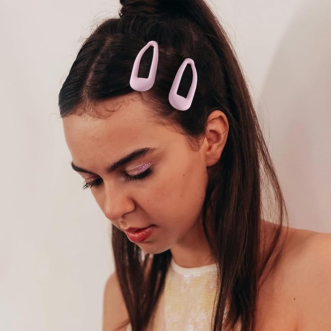 Small Hair Barrettes For Women No Slip Metal Snap Clips For Thin And Fine Hair,Matte Light Pink,20 PCS,1.97 x 0.5 Inch.
