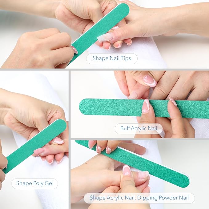 Nail File, 10 PCS Fingernail Files 7" Long 80/80 Grit Emery Boards for Nails - Professional Nail Files Washable for Acrylic, Gel, Dip Powder, and Poly Gel Nail - Coarse Rough Grit