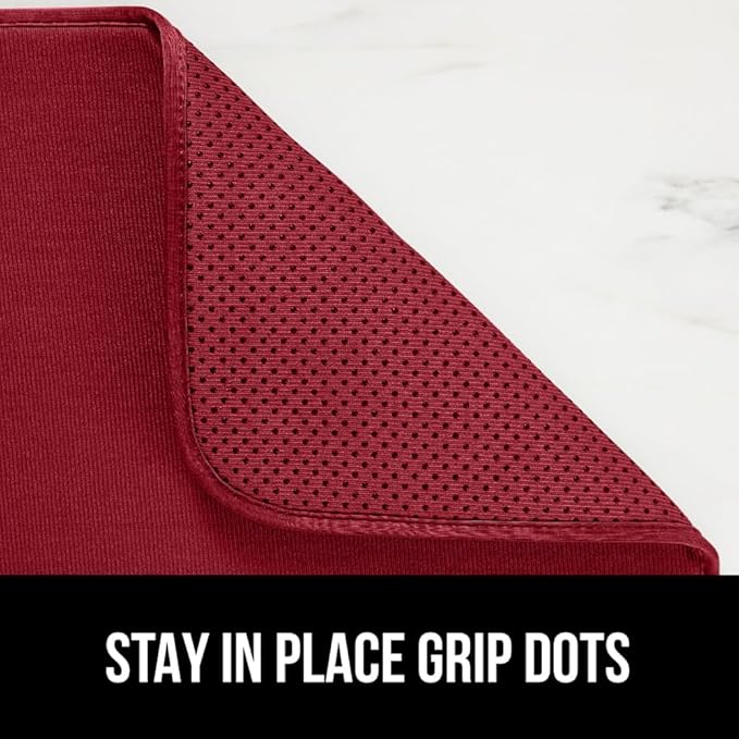 GORILLA GRIP Ultra Water Absorbent Microfiber Dish Drying Mat, Quick Dry Thick Mesh, Slip Resistant Pad for Sink Dishes or Under Rack, Kitchen Counter Accessories, Machine Wash Mats, 18x16 Inch, Red