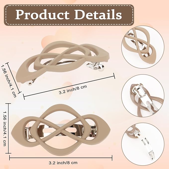 Khaki Hair Barrettes for Women 4packs Hair Clips French Hair Barrette Clip for Girls Vintage Hair Clips for Thick Thin Long Short Hair Stylish Hair Accessories for Women Girls
