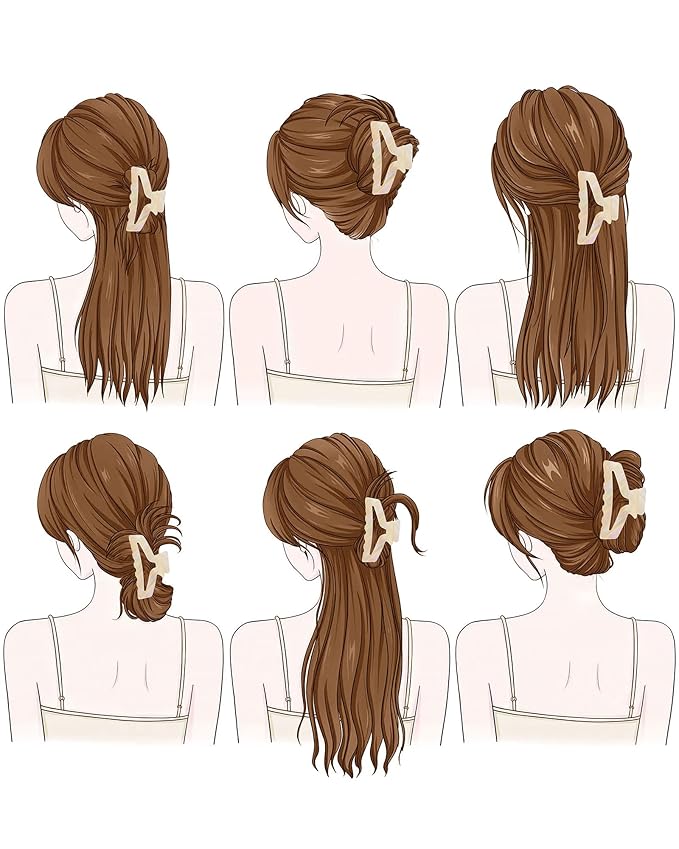 HOKEMP 4 Pcs Hair Claw Clips for Women - Medium Claw Clip Non-Slip Acrylic Hairclips for Thick Thin Hair, Triangle Hollow Design (Color 3)