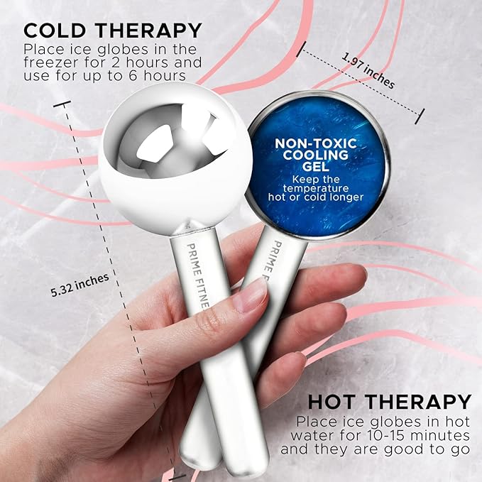 Ice Globes for Facials, Unbreakable Steel Cooling Roller, Cryo Sticks for Face, Massager for Face, Neck & Eyes, Skin Care for Dark Circles, Puffiness, Wrinkles, Collagen Production (Purple)