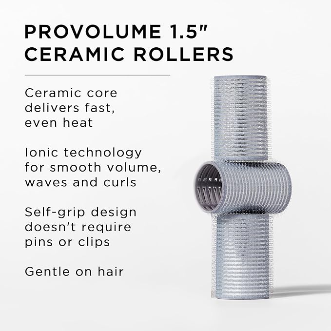 Fromm ProVolume 1.5" Self-Grip Ceramic Ionic Thermal Hair Rollers, 3 Count, Salon Quality Hair Curlers for Shorter or Medium Length Hair, Bangs and Tighter Curls