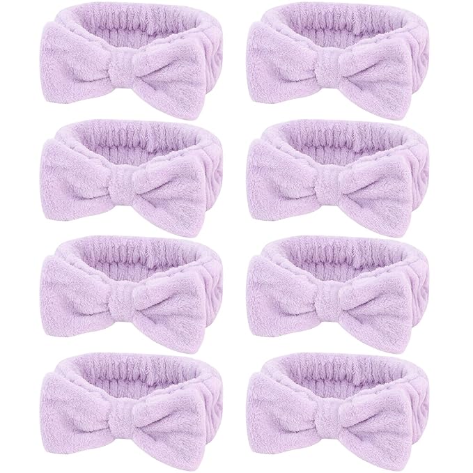 Semato Bachelorette Party Favor Set Bride and Bridesmaid Spa Headband Skincare Headbands for Women Gifts and Party Supplies (Purple)