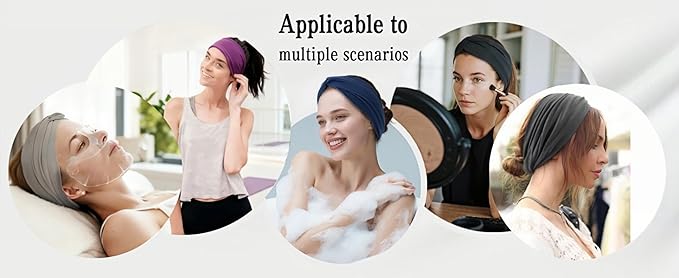 Wide Elastic Head Bands,Fashion,Makeup, Large Knotted Soft Headband for Washing Face, Sports Stretchy Sweat Bands,Headbands for Women, Non-Slip Thick Hair Bands,Workout, Spa, Running, 8-Pack