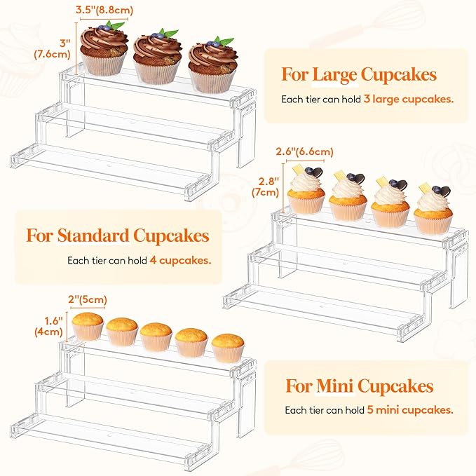 Lifewit Cupcake Stand, Perfume Cologne Organizer, Tool-Free Assembly, Display Riser, Spice Rack, Figurine Holder, Makeup Storage, Room Decor, Party Decorations, Clear, 12″ 3 Tier, 1 Pcs