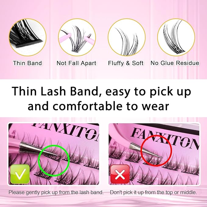 DIY Lash Extension Kit Natural Look Wispy Lash Clusters D Curl Lash Clusters with Lash Brush 8-16 mm Eyelash Extension Kit Individual Lashes Lash Cluster Kit For Beginners (No Glue)