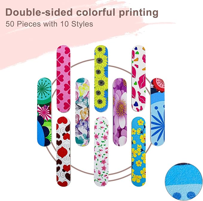 Mini Nail Files, Colorful Emery Boards for Nails Double Sided 180 Grit Emory, Gifts Bulk Fingernails Manicure Tools Shaping Buffing Smoothing Filers Cute 3.5” (100 Pcs Colorful 180 Grit 3.6 in)