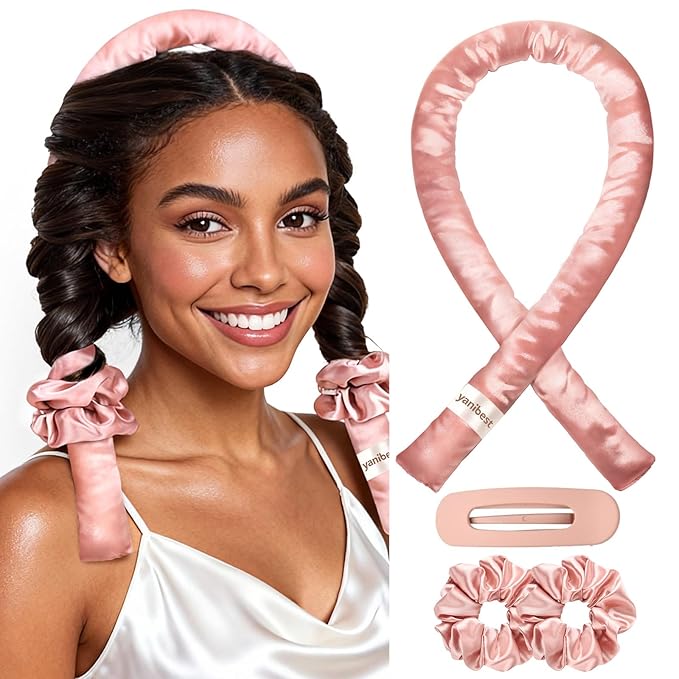 Yanibest Super Soft Satin Heatless Curler Set, Overnight Hair Curler to Sleep in, No Heat Curling Rods, with Satin Scrunchies and Clip