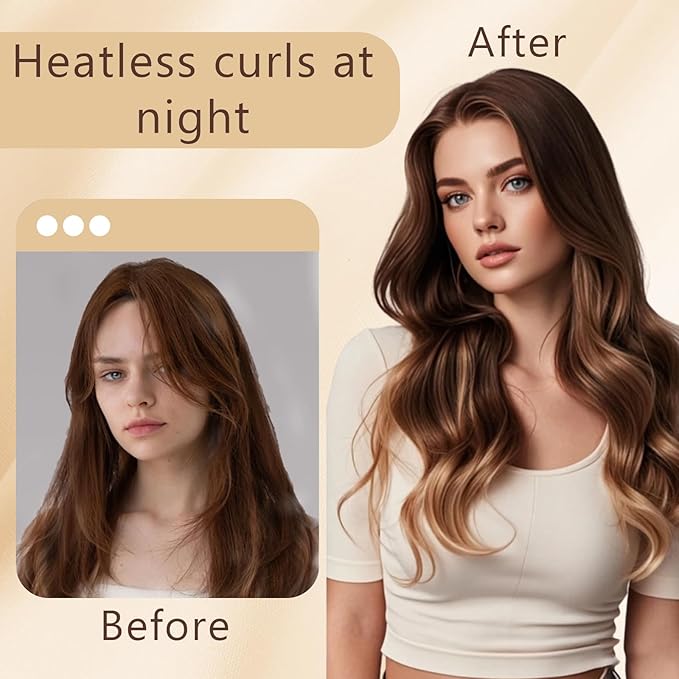 Curling Tie New Hair Curlers to Sleep in, Heatless Curls Overnight Headband, Soft Ribbon Wrap for Long Hair, Perfect Natural Curls Bouncy Curly Hairstyle Hair Suitable for All Hairs Types (Black)